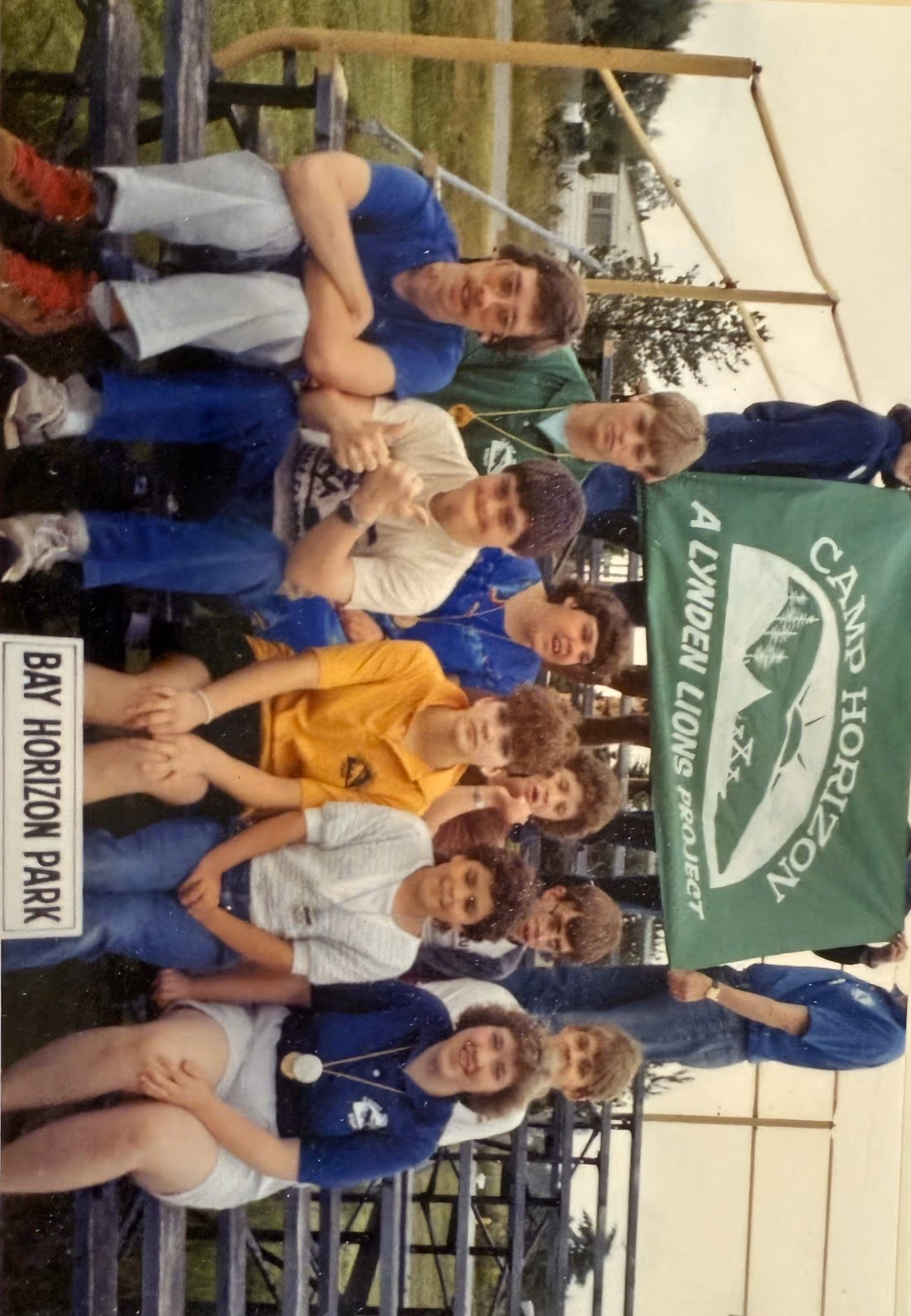 campers on a bleacher