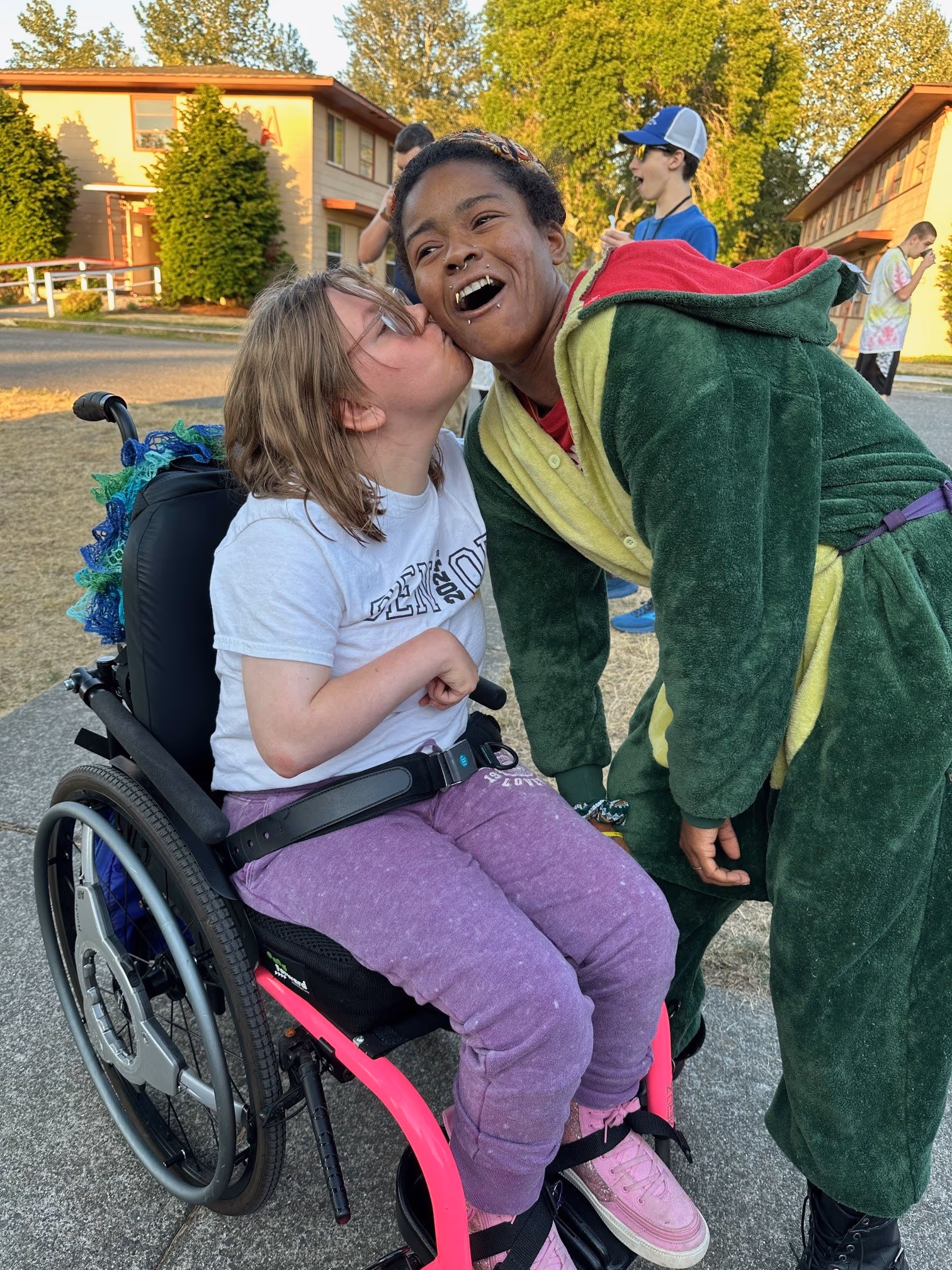 A camper and counselor