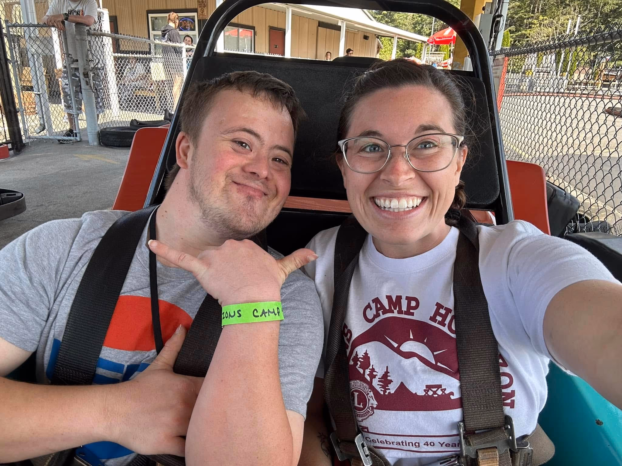 a camper and counselor